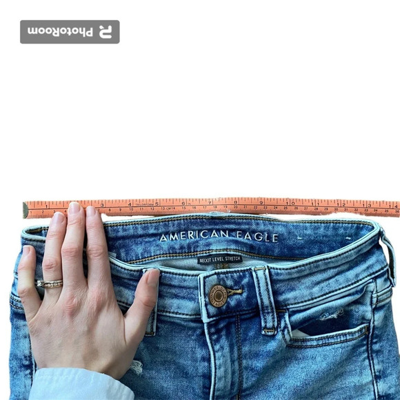 AMERICAN Eagle Light  Wash Ripped Skinny Jeans Super Stretch Jegging Size 0 - Picture 7 of 12